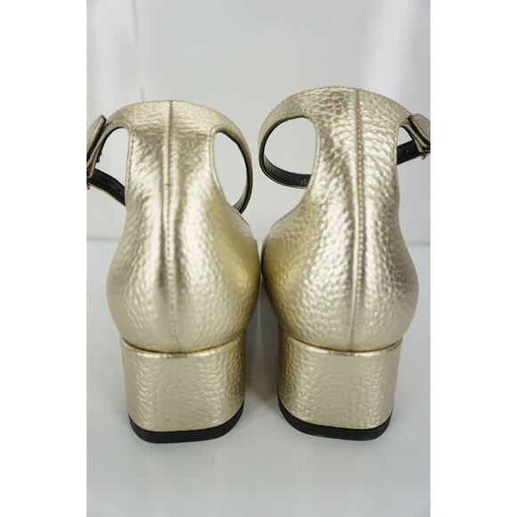 Saint Laurent Gold Leather Babies Ankle Strap Pumps Size 36.5 YSL - Picture 5 of 12